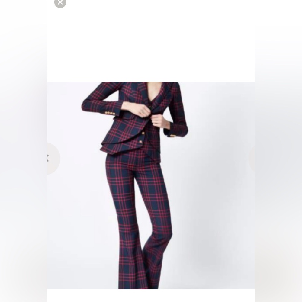 Smythe 3 piece Navy and red plaid plaid suit